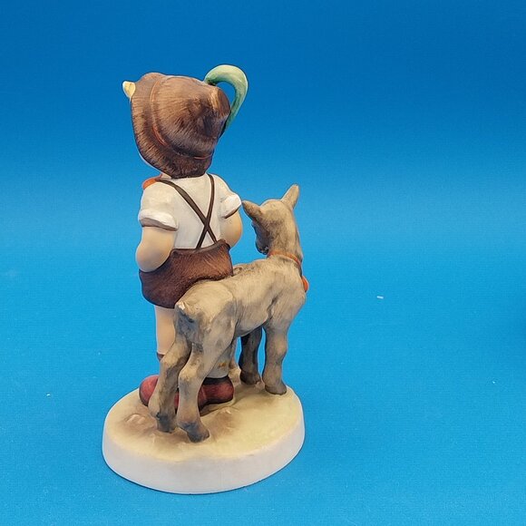 Hummel Sculpture of Child with Goats - Brown, Cream, and Red - Picture 3 of 7